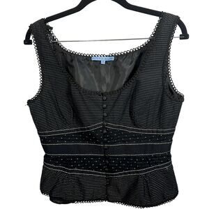 Antonio Melani Corset Peplum Top SZ 8 Button Pinup Steampunk Gothic Polka Dot